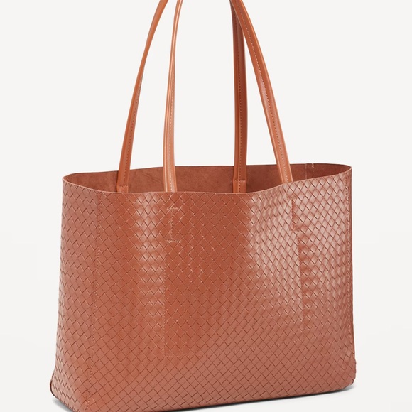 NWT OLD NAVY Faux Leather Tote Bag Color: Cognac Brown - Picture 3 of 3